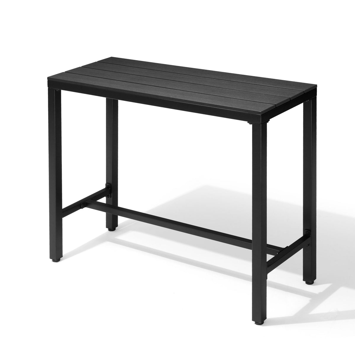 Pellebant Rectangle Outdoor Bar Table with Waterproof Top and Sturdy Metal Frame