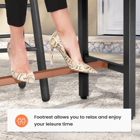 Pellebant Rectangle Outdoor Bar Table with Waterproof Top and Sturdy Metal Frame
