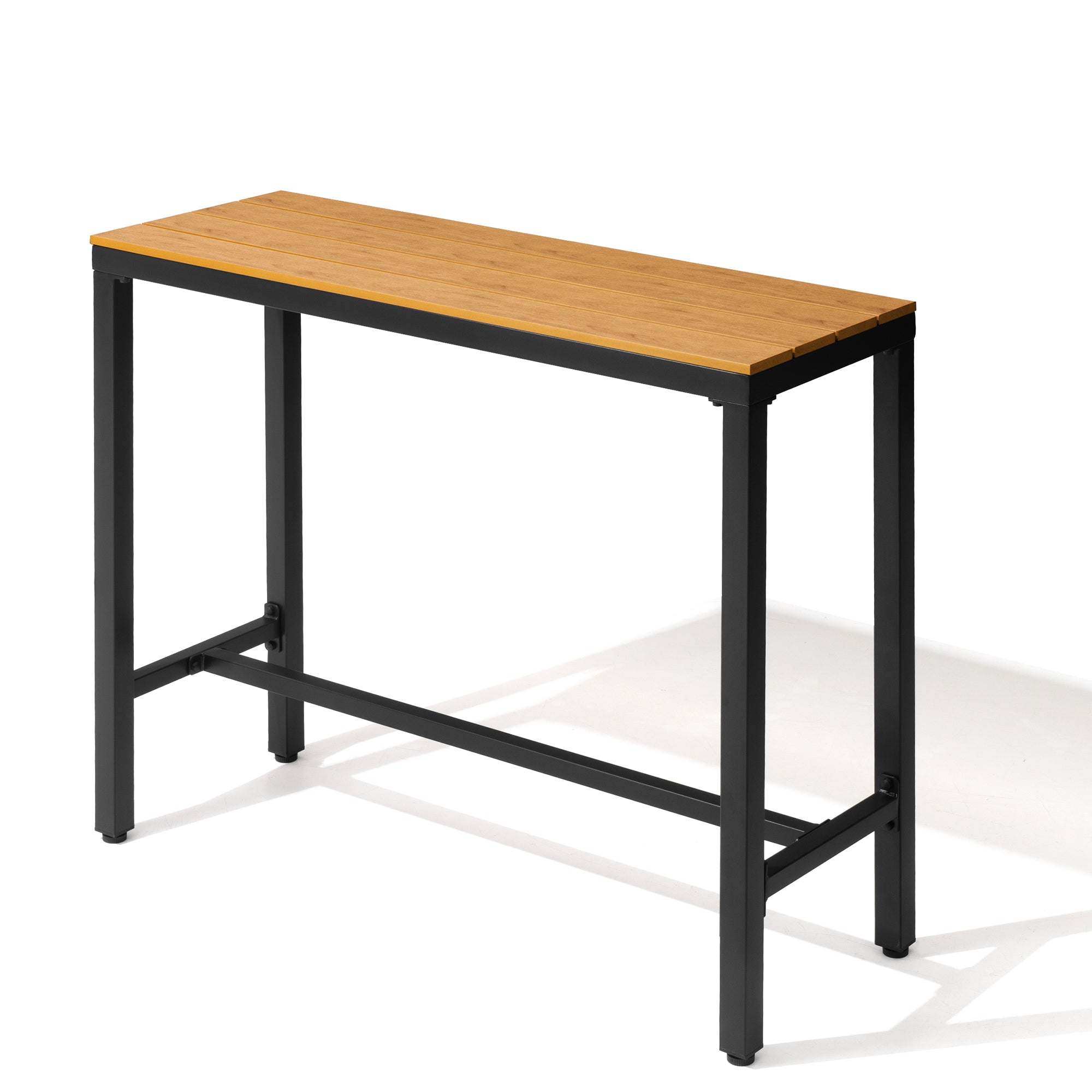 Pellebant Rectangle Outdoor Bar Table with Waterproof Top and Sturdy Metal Frame
