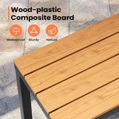 3-Piece Outdoor Bar Set with Wood-Plastic Table and Bar Chairs