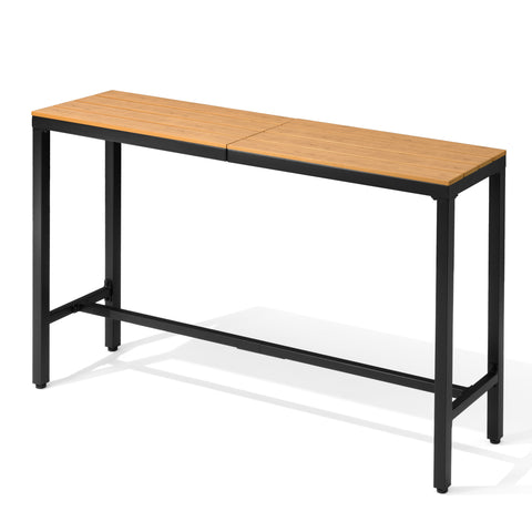 Pellebant Rectangle Outdoor Bar Table with Waterproof Top and Sturdy Metal Frame