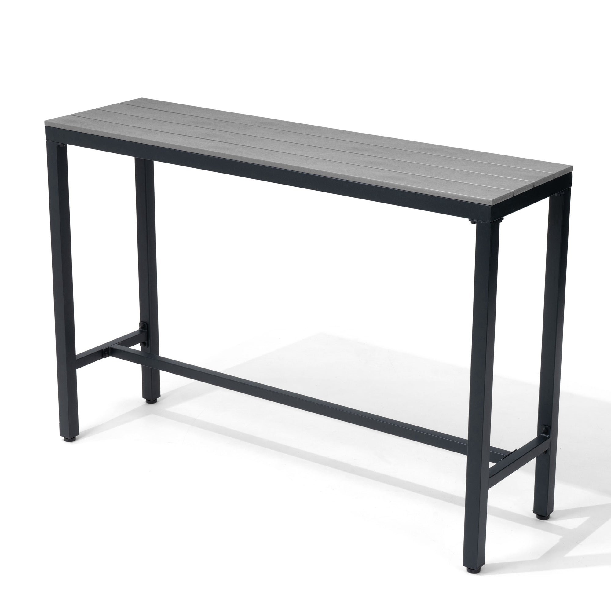 Pellebant Rectangle Outdoor Bar Table with Waterproof Top and Sturdy Metal Frame