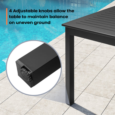 Pellebant 63–95 in. x 35 in. Aluminum Rectangular Outdoor Patio Expandable Dining Table