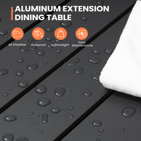 Pellebant 63–95 in. x 35 in. Aluminum Rectangular Outdoor Patio Expandable Dining Table