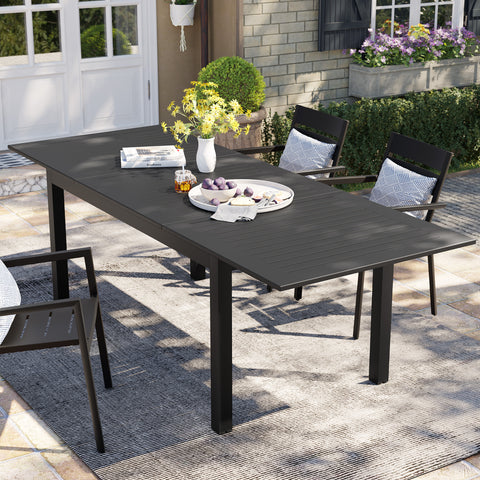 Pellebant 63–95 in. x 35 in. Aluminum Rectangular Outdoor Patio Expandable Dining Table