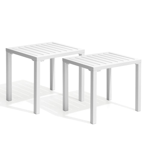 Pellebant Aluminum Rectangular Patio Side Table, Small Outdoor Bistro Coffee Table