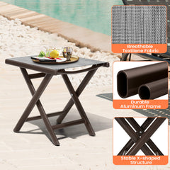 15x17" Aluminum Foldable Outdoor Side Table with Textilene Tabletop