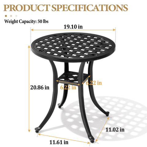 Pellebant All-weather Black Aluminum Patio End Table Outdoor Side Table