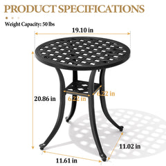 Pellebant All-weather Black Aluminum Patio End Table Outdoor Side Table