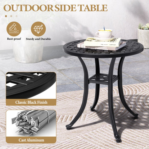 Pellebant All-weather Black Aluminum Patio End Table Outdoor Side Table