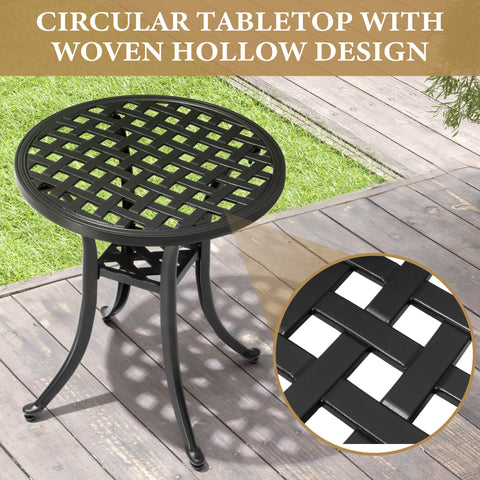 Pellebant All-weather Black Aluminum Patio End Table Outdoor Side Table
