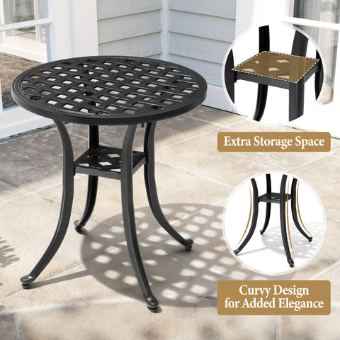 Pellebant All-weather Black Aluminum Patio End Table Outdoor Side Table