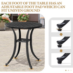 Pellebant All-weather Black Aluminum Patio End Table Outdoor Side Table