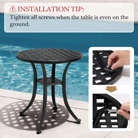 Pellebant All-weather Black Aluminum Patio End Table Outdoor Side Table