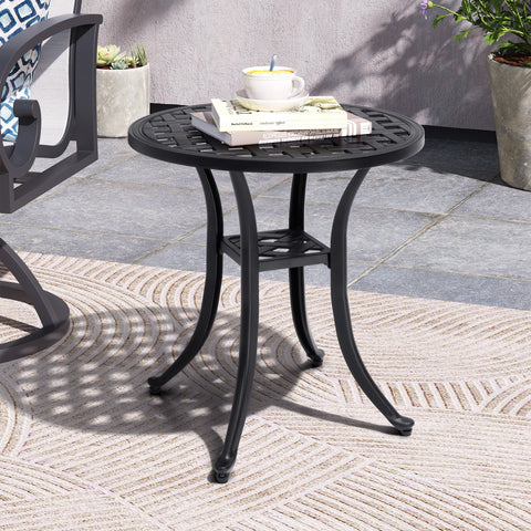 Pellebant All-weather Black Aluminum Patio End Table Outdoor Side Table