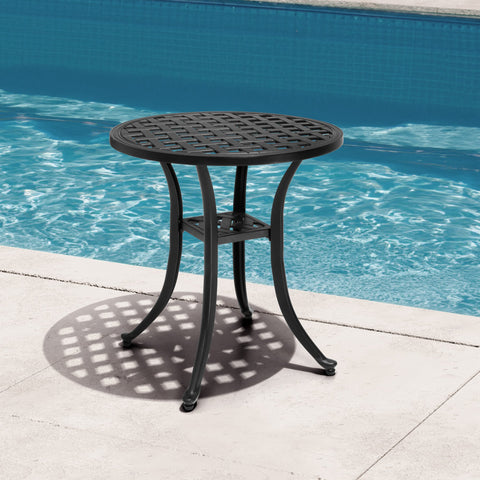 Pellebant All-weather Black Aluminum Patio End Table Outdoor Side Table