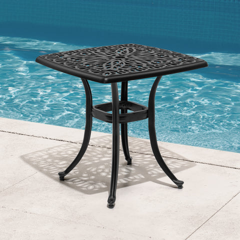 Pellebant Outdoor Side Table Cast Aluminum Metal Table Weather Resistant Small Patio Table for Garden, Pool, Balcony
