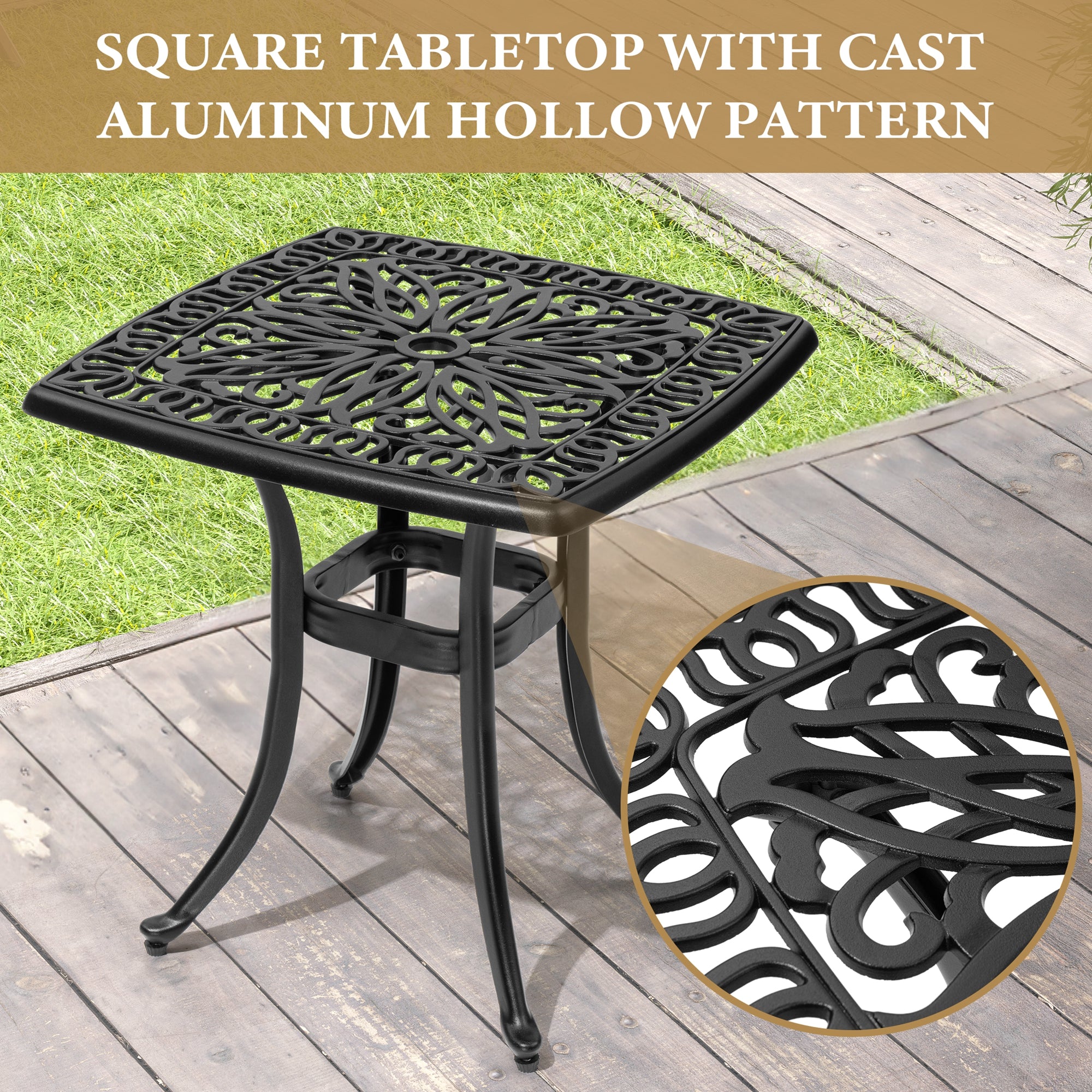 Pellebant Outdoor Side Table Cast Aluminum Metal Table Weather Resistant Small Patio Table for Garden, Pool, Balcony