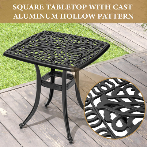 Pellebant Outdoor Side Table Cast Aluminum Metal Table Weather Resistant Small Patio Table for Garden, Pool, Balcony