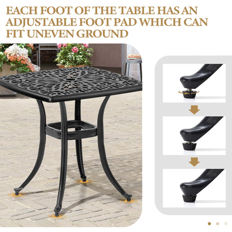 Pellebant Outdoor Side Table Cast Aluminum Metal Table Weather Resistant Small Patio Table for Garden, Pool, Balcony