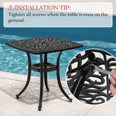Pellebant Outdoor Side Table Cast Aluminum Metal Table Weather Resistant Small Patio Table for Garden, Pool, Balcony