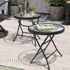 18 in. Round Outdoor Folding Side Table