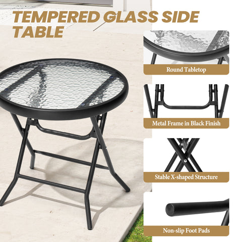 Pellebant 18 in. Round Outdoor Folding Side Table