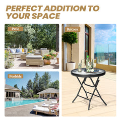 18 in. Round Outdoor Folding Side Table