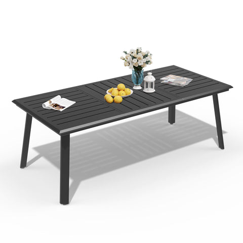 Pellebant Outdoor Aluminum Dining Table with Umbrella Hole for 6-10 Person
