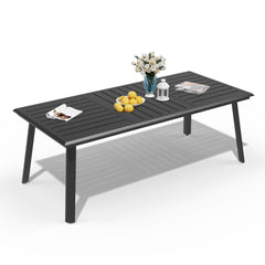 Pellebant Outdoor Aluminum Dining Table with Umbrella Hole for 6-10 Person