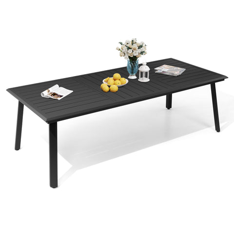 Pellebant 94 x 42 In. Outdoor Aluminum Dining Table with Umbrella Hole for 6-10 Person