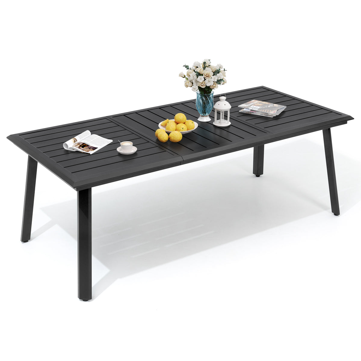 Pellebant Outdoor Aluminum Dining Table with Umbrella Hole for 6-10 Person