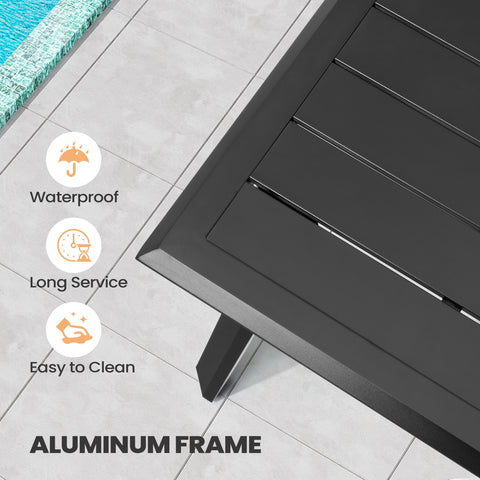 Pellebant 94 x 42 In. Outdoor Aluminum Dining Table with Umbrella Hole for 6-10 Person