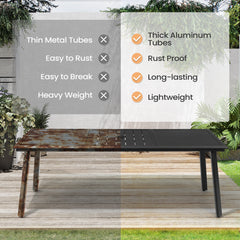 Aluminum Outdoor Patio Dining Table with Umbrella Hole and Swivel Sunbrella Textilene Chairs Set