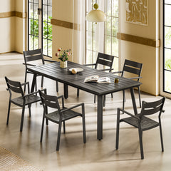 Pellebant Outdoor Aluminum Dining Table with Umbrella Hole for 6-10 Person
