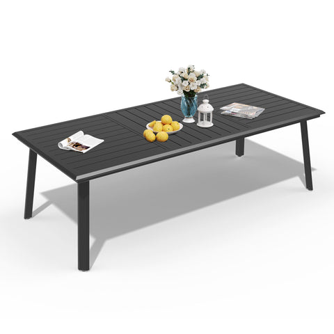 Pellebant 94 x 42 In. Outdoor Aluminum Dining Table with Umbrella Hole for 6-10 Person