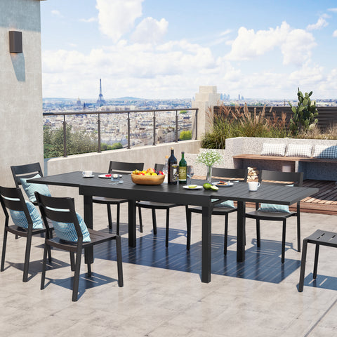 Pellebant 106 x 35 in. Expandable Aluminum Outdoor Patio Dining Table