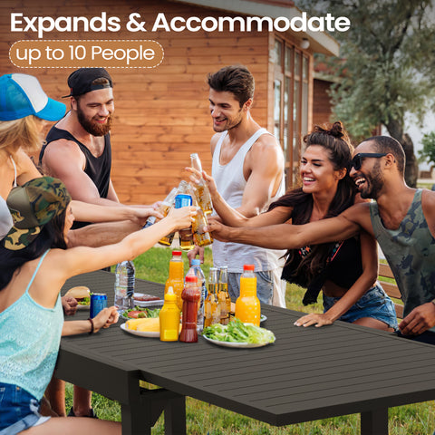 Pellebant 106 x 35 in. Expandable Aluminum Outdoor Patio Dining Table