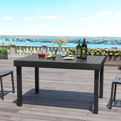 Pellebant 106 x 35 in. Expandable Aluminum Outdoor Patio Dining Table