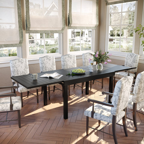 Pellebant 106 x 35 in. Expandable Aluminum Outdoor Patio Dining Table