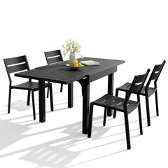Aluminum Expandable Outdoor Dining Table and Stackable Dining Chairs Set