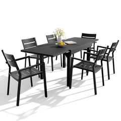 Aluminum Expandable Outdoor Dining Table and Stackable Dining Chairs Set