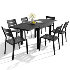 Aluminum Expandable Outdoor Dining Table and Stackable Dining Chairs Set
