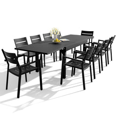 Aluminum Expandable Outdoor Dining Table and Stackable Dining Chairs Set