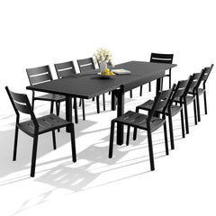 Aluminum Expandable Outdoor Dining Table and Stackable Dining Chairs Set