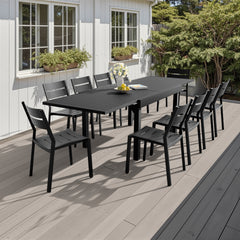 Aluminum Expandable Outdoor Dining Table and Stackable Dining Chairs Set