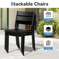 Aluminum Expandable Outdoor Dining Table and Stackable Dining Chairs Set