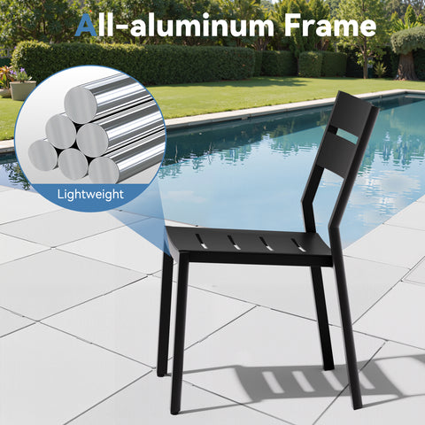 Aluminum Expandable Outdoor Dining Table and Stackable Dining Chairs Set
