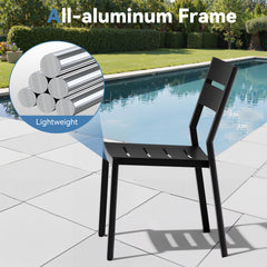 Aluminum Expandable Outdoor Dining Table and Stackable Dining Chairs Set