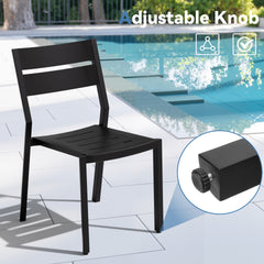 Aluminum Expandable Outdoor Dining Table and Stackable Dining Chairs Set